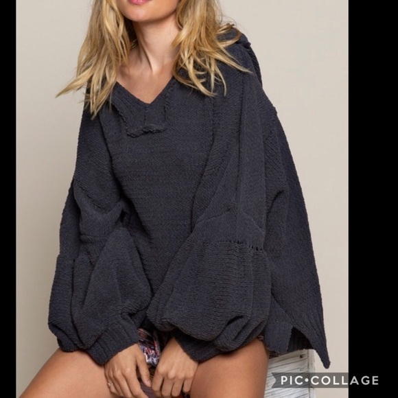 SALE!! 1 Left! Charcoal Oversized Sweater - Picture 1 of 6